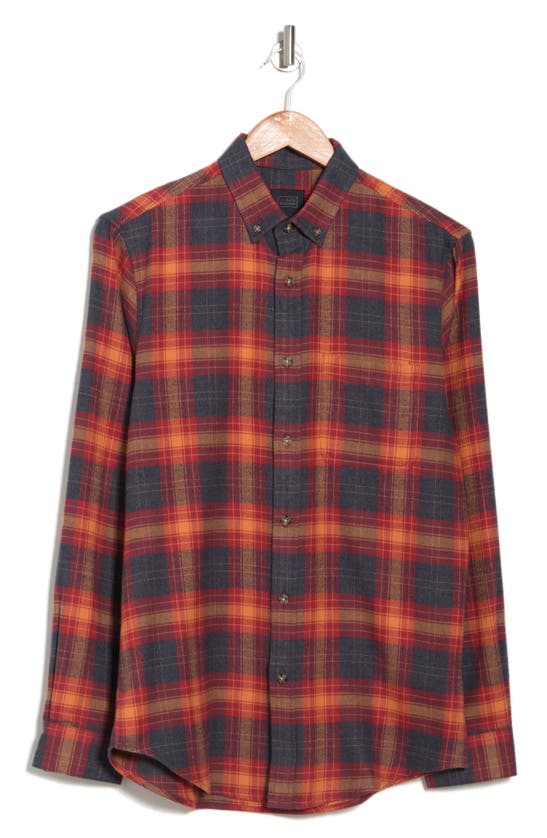 14th & Union 14th And Union Grindle Trim Fit Flannel Shirt In Navy Rust Cascade Grindle