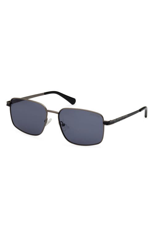 Shop Kenneth Cole 58mm Rectangular Sunglasses In Shiny Dark Nickeltin/smoke