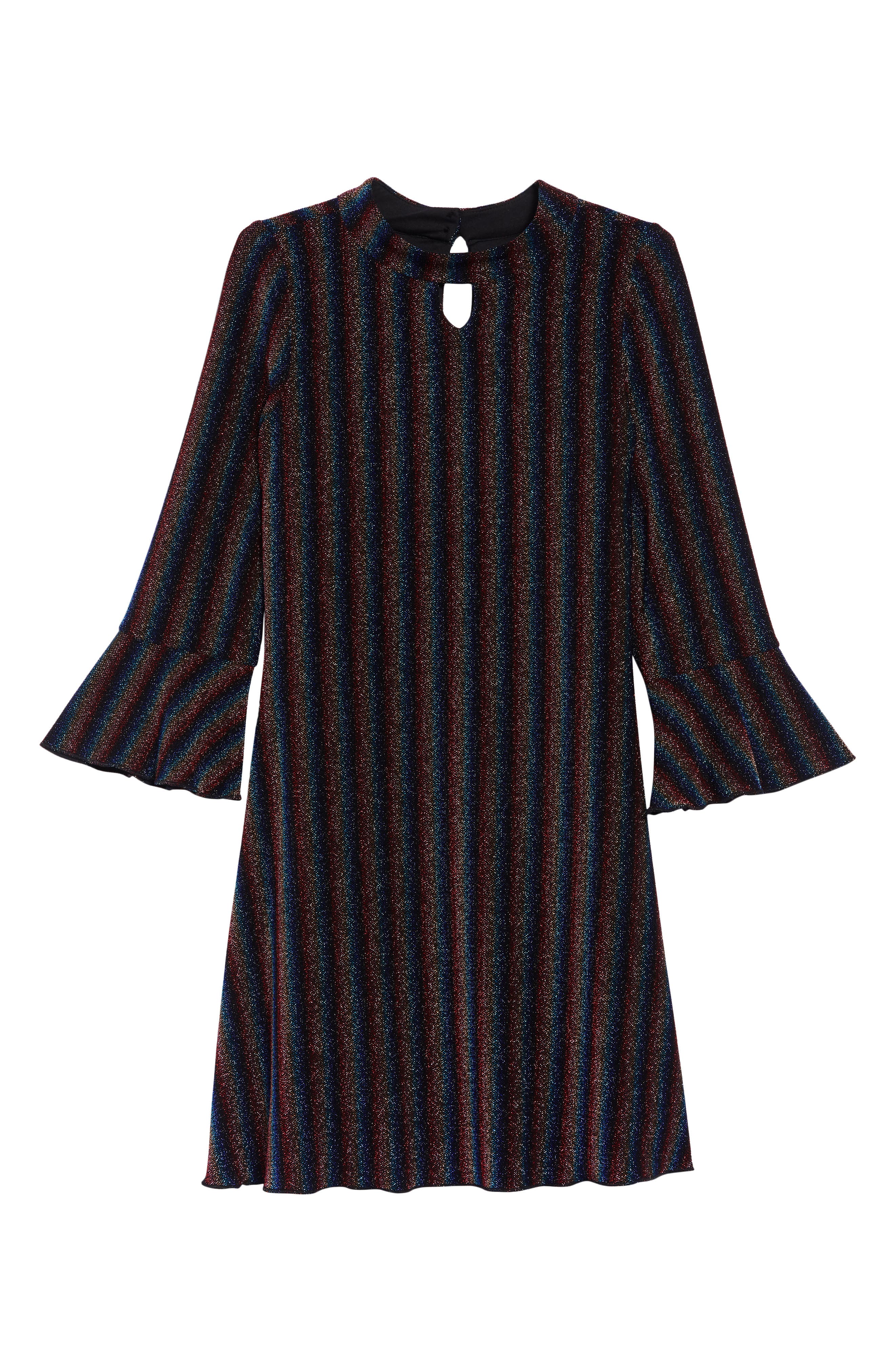 Metallic Stripe Long Sleeve Dress BLUSH BY US ANGELS