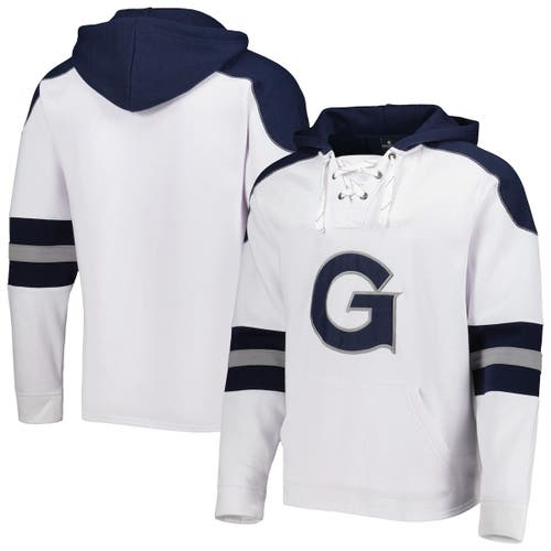 Men's Colosseum White Georgetown Hoyas Lace-Up 4.0 Pullover Hoodie