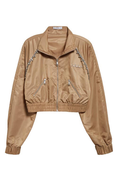 Shop Area Crystal Trim Nylon Track Jacket In Camel