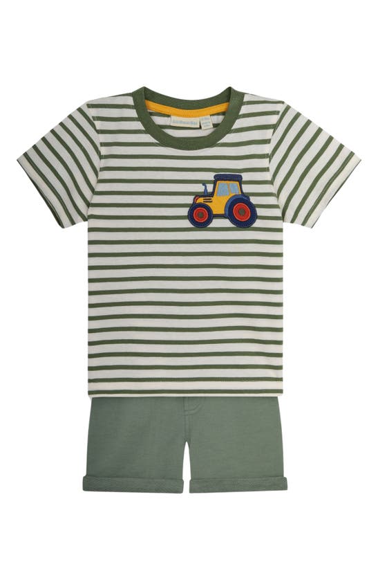 Shop Jojo Maman Bébé Tractor Appliqué T-shirt & Shorts Set In Ecru