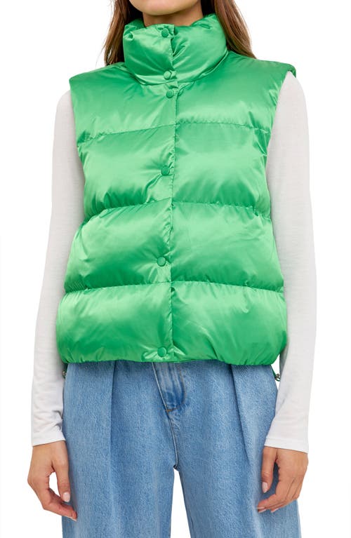 Grey Lab Quilted Satin Puffer Vest in Green at Nordstrom, Size Small