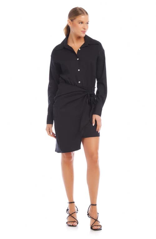 Shop Fifteen Twenty Maeve Long Sleeve Linen Blend Shirtdress In Black