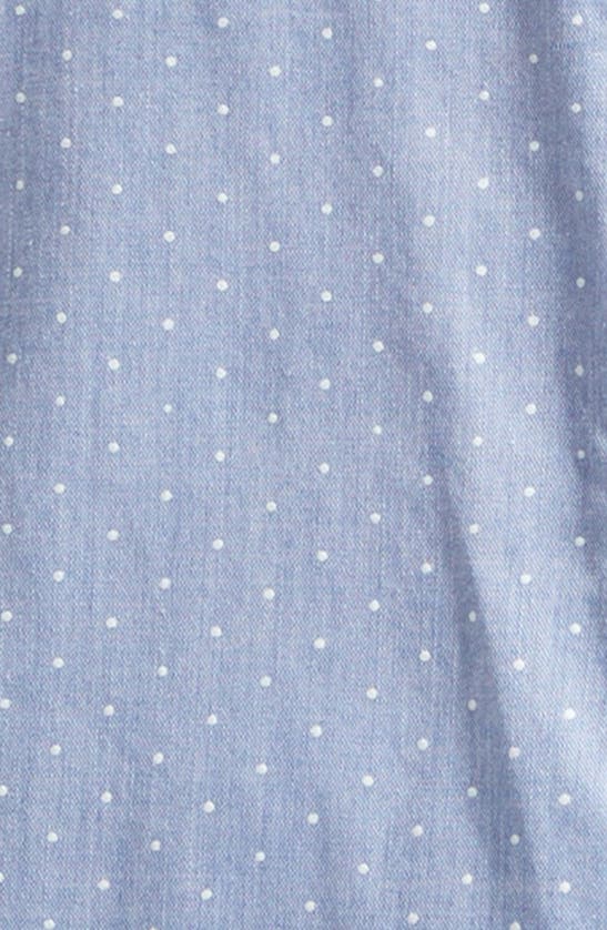 Shop Mille Vanessa Ruffle Detail Cotton Blouse In Chambray Polka Dot