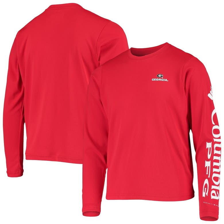 Columbia Kids' Youth Red Georgia Bulldogs Pfg Terminal Tackle Long Sleeve Omni-shade T-shirt