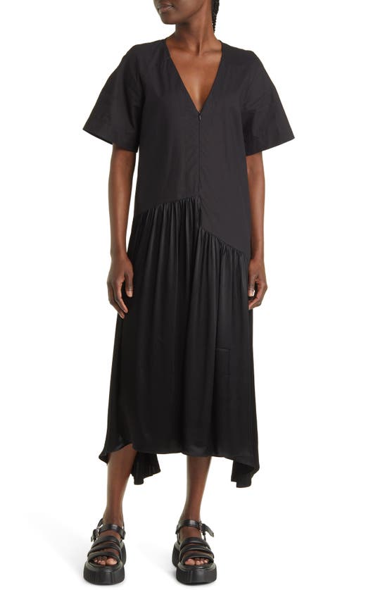 TOPSHOP TOPSHOP FRONT ZIP COTTON MIDI DRESS