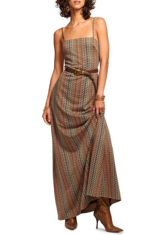 Shop Ramy Brook Walker Metallic Mixed Stripe Maxi Dress In Woodrose Multi Combo