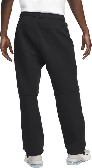 Nike Solo Swoosh Open-Hem Brushed-Back Fleece Pants Black - black/white