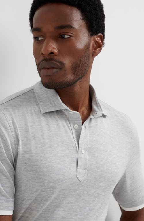 Shop Brunello Cucinelli Jersey Polo Shirt In Pearl Grey