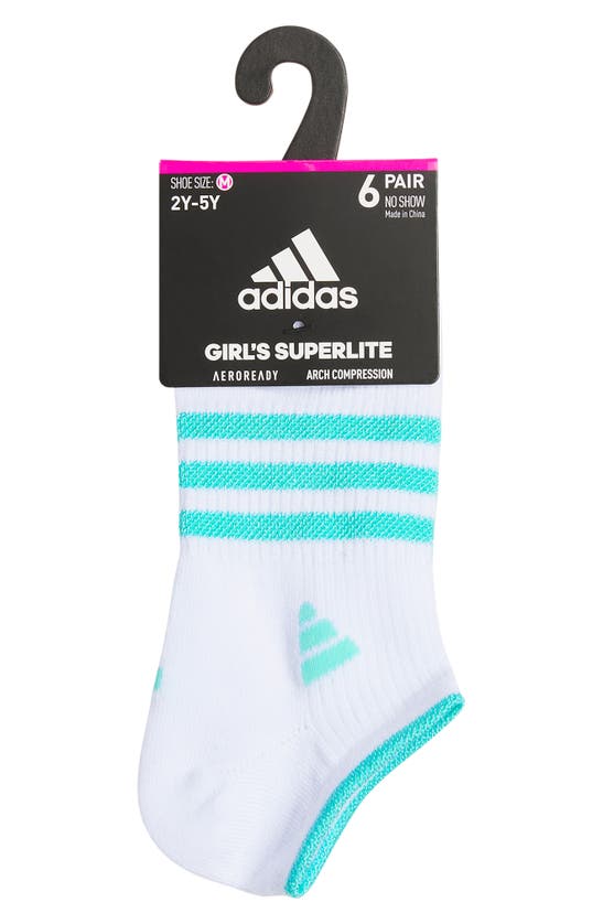 Shop Adidas Originals Kids' Superlite 3.0 No-show Socks In White/ Aqua/ Pink