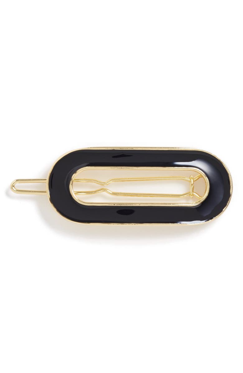 L. ERICKSON 'Atelier' Oval Cutout Tige Boule Barrette, Main, color, Black