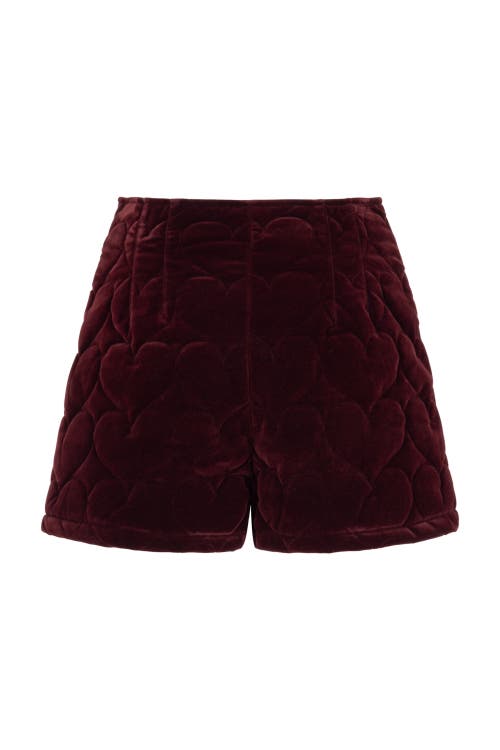 Shop Nocturne Quilted Mini Shorts In Burgundy