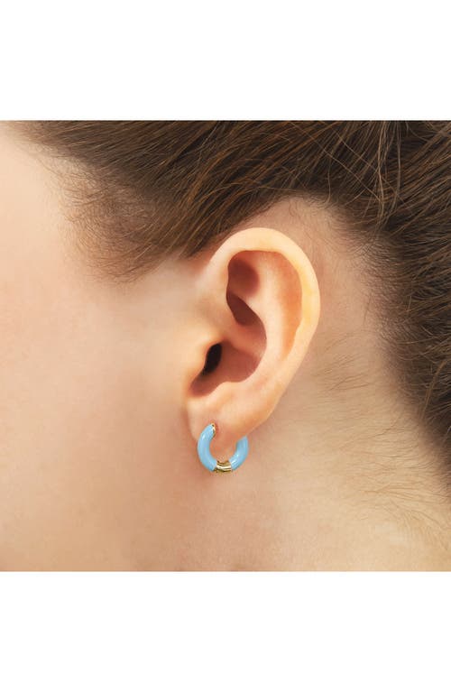 Central Park Tubular Enamel Hoop Earrings In Baby Blue