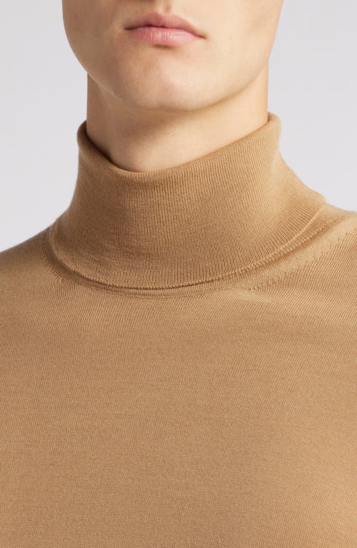 Hugo Boss Boss Musso Virgin Wool Turtleneck Sweater In Medium Beige