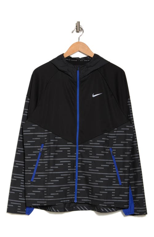 Shop Nike Miler Repel Running Jacket In Black/hyper Royal/refl Silv