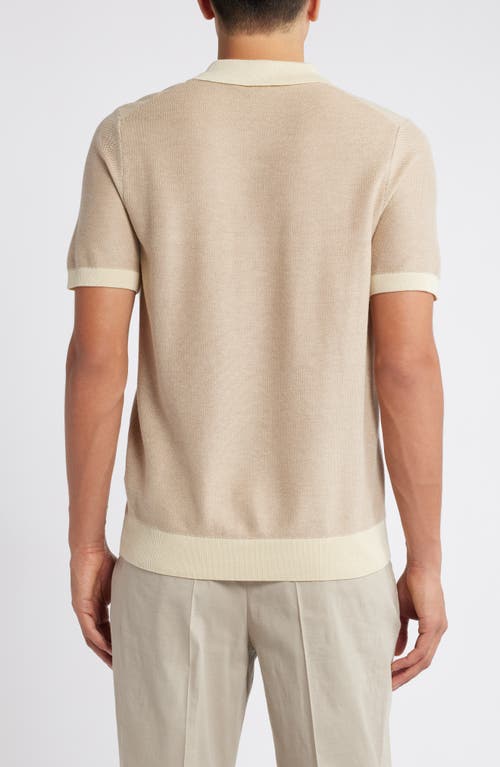 Shop Hugo Boss Boss Tempio Cotton & Lyocell Polo Sweater In Off White/beige