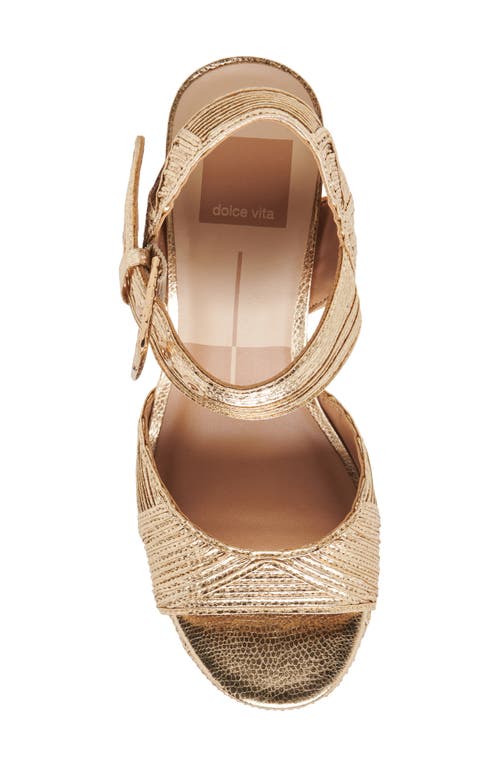 Shop Dolce Vita Bobby Deco Ankle Strap Platform Sandal In Gold Metallic Woven