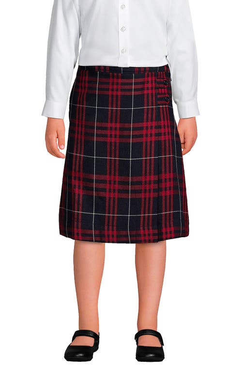 Shop Lands' End School Uniform Girls Slim Plaid A-line Skirt Below The Knee In Classic Navy Large Plaid