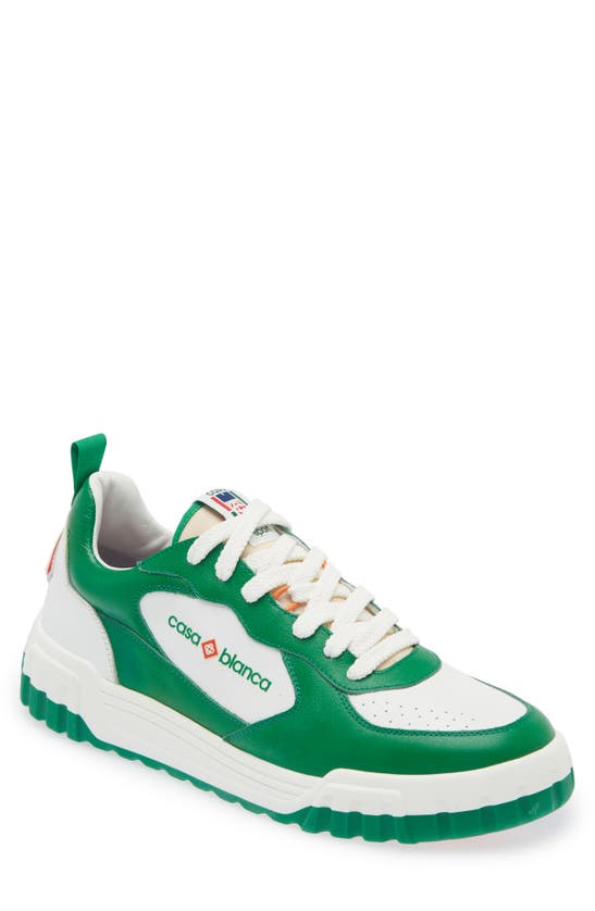Shop Casablanca Tennis Court Sneaker In Green/ White