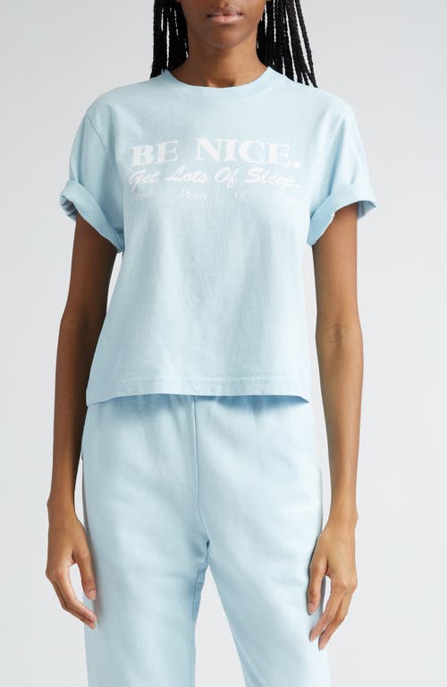 Sporty & Rich Be Nice Cotton Crop Graphic T-Shirt Baby Blue at Nordstrom,