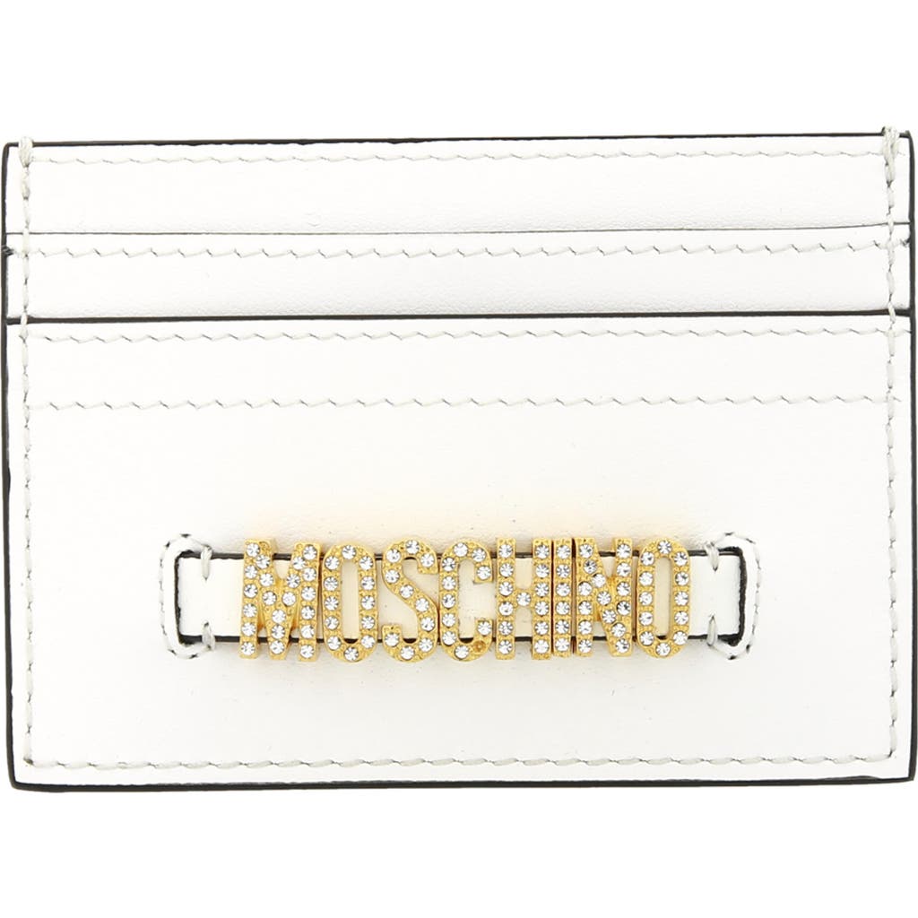 Moschino Logo Card Case In Fantasy Print White