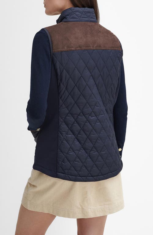 Shop Barbour High Field Mixed Media Vest In Navy/classic