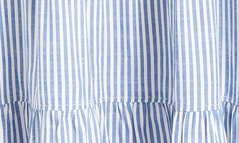 Max Studio Stripe Tiered Maxi Shirtdress In Denim/ Stripe