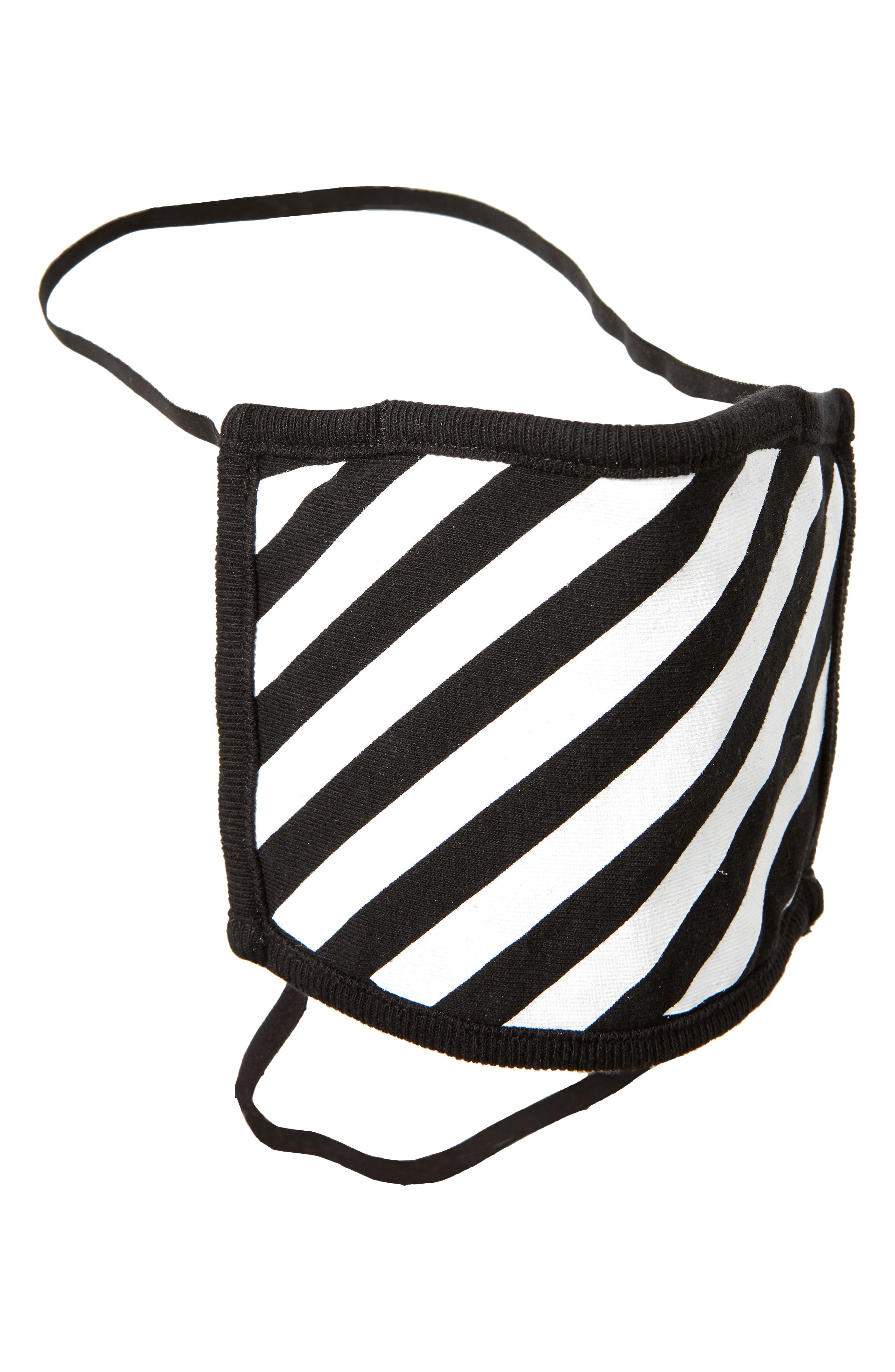 Off-White Diags Adult Cotton Knit Face Mask in Black White at Nordstrom
