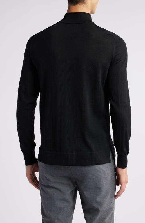 Shop Canali Mock Neck Wool Sweater In Black