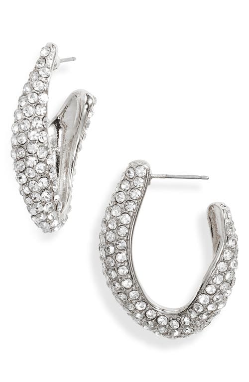 Shop Nordstrom Pavé Organic Hoop Earrings In Clear- Rhodium