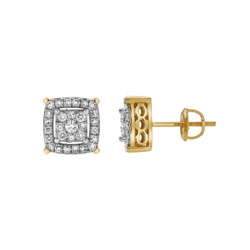 Luvmyjewelry Caeleste 10k Yellow Gold Cluster Diamond Unisex Earrings In 10k Yellow Gold