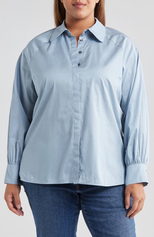 HARSHMAN Brook Cotton Button-Up Shirt in Dusty Blue 