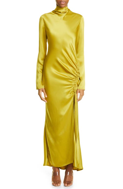 LAPOINTE Long Sleeve Double Face Satin Dress in Moss