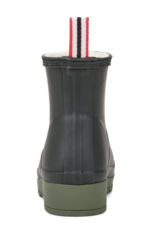 Hunter Play Short Faux Shearling Lined Waterproof Rain Boot In Black/rowan Green