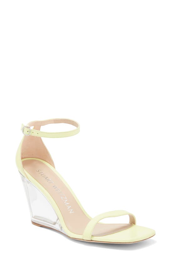 Shop Stuart Weitzman Lucite Wedge Sandal In Electric Lime