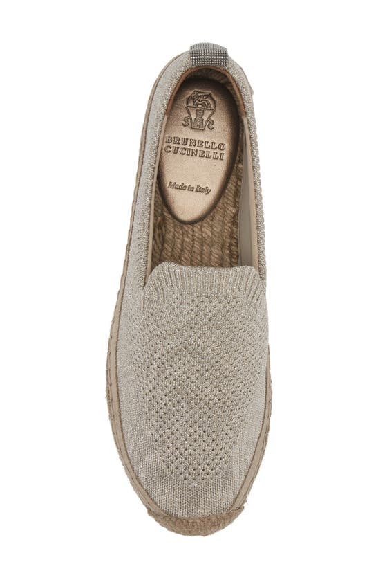 Shop Brunello Cucinelli Monili Pull Tab Knit Espadrille In Gold