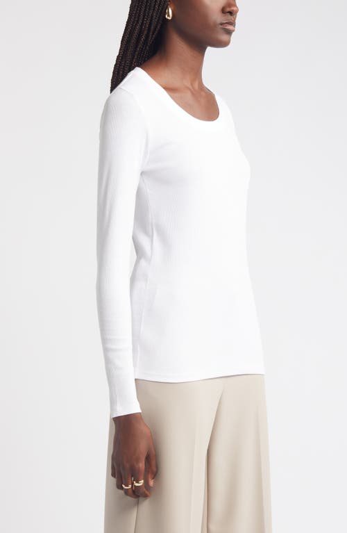 Shop Nordstrom Stretch Pima Cotton Long Sleeve T-shirt In White