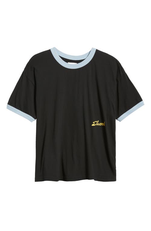 Shop Elwood Oversize Ringer Graphic T-shirt In Black/baby Blue