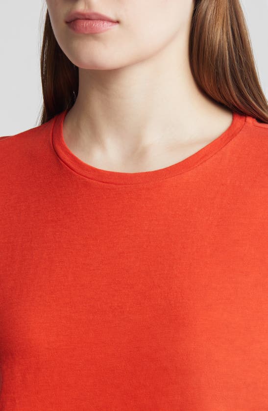 Shop Eileen Fisher Crewneck Organic Cotton Top In Flame