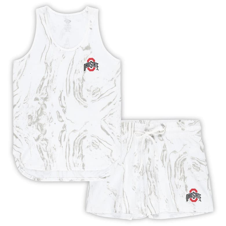 Shop Profile White Ohio State Buckeyes Plus Size Marble Tank And Shorts Set In Cream