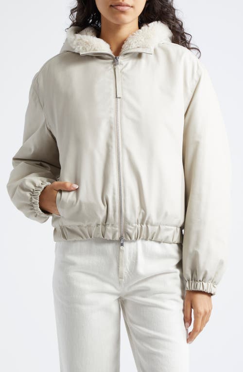 Shop Vince Faux Fur Lined Bomber Jacket In Ceramic