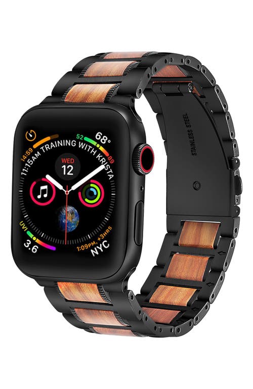 The Posh Tech Stainless Steel & Wood Apple Watch® Bracelet Watchband in Black