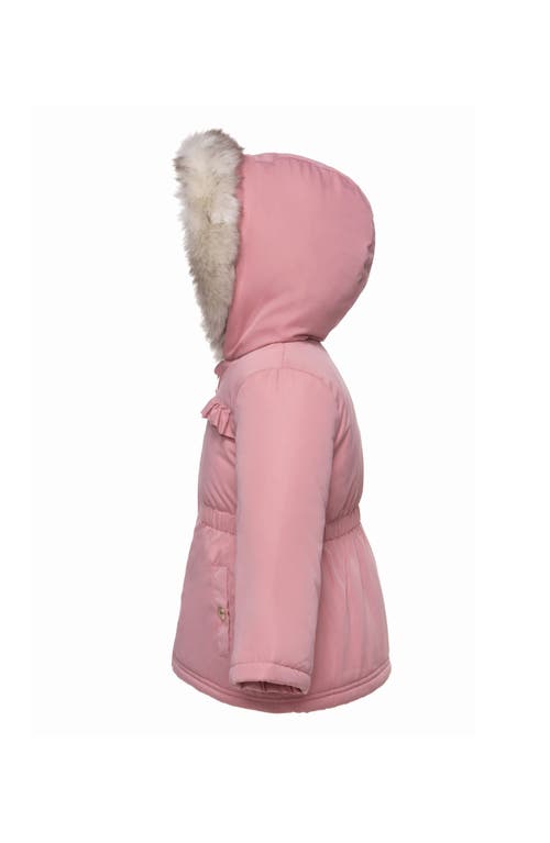 Rokka&rolla Toddler Borg Lining Puffer Coat In Rose Pink