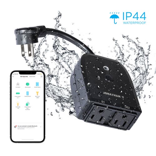 Jonathan Y Outdoor Smart Dual Plug In Black