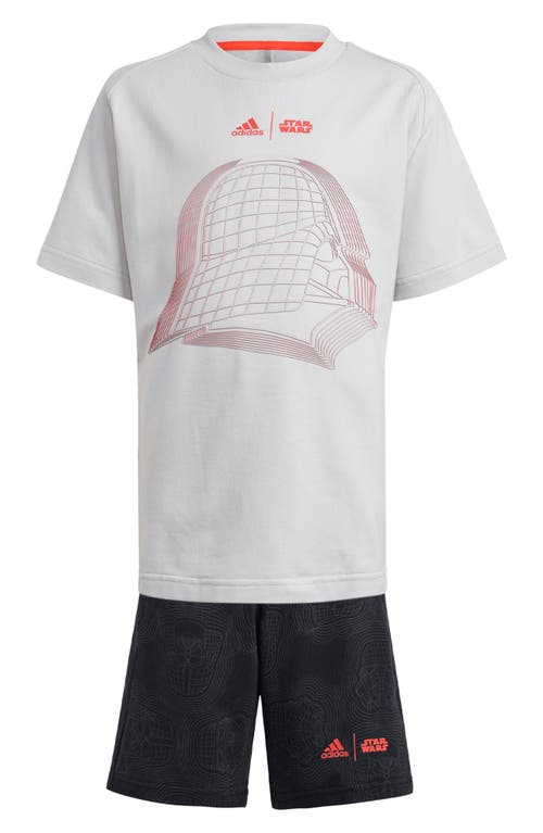 Shop Adidas Originals Adidas X Star Wars™ Kids' Z.n.e. Cotton Graphic T-shirt & Shorts Set In Grey/bright Red