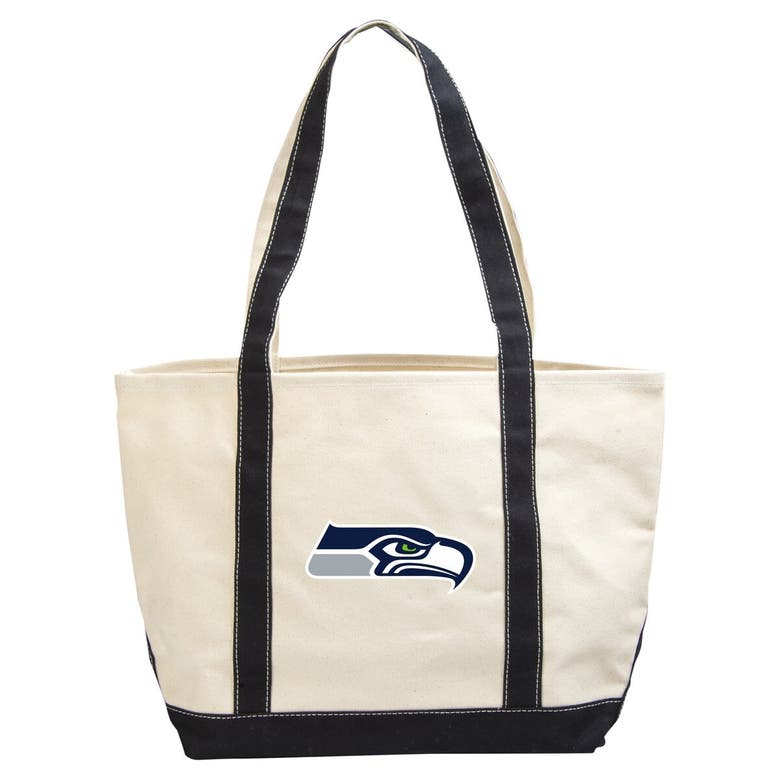 Shop Logo Brands Seattle Seahawks Canvas Tote Bag In Cream