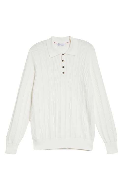 Brunello Cucinelli Ribbed Long Sleeve Cotton Sweater Polo C2723 Panama at Nordstrom, Us
