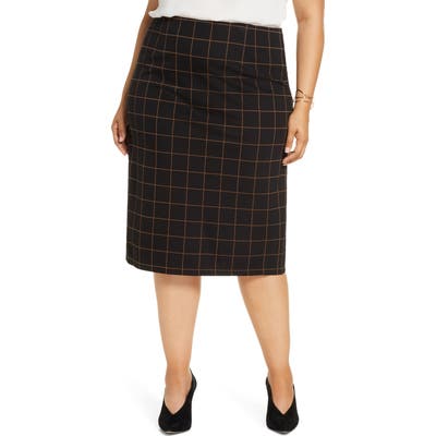 Plus Size Halogen Plaid Ponte Skirt, Black