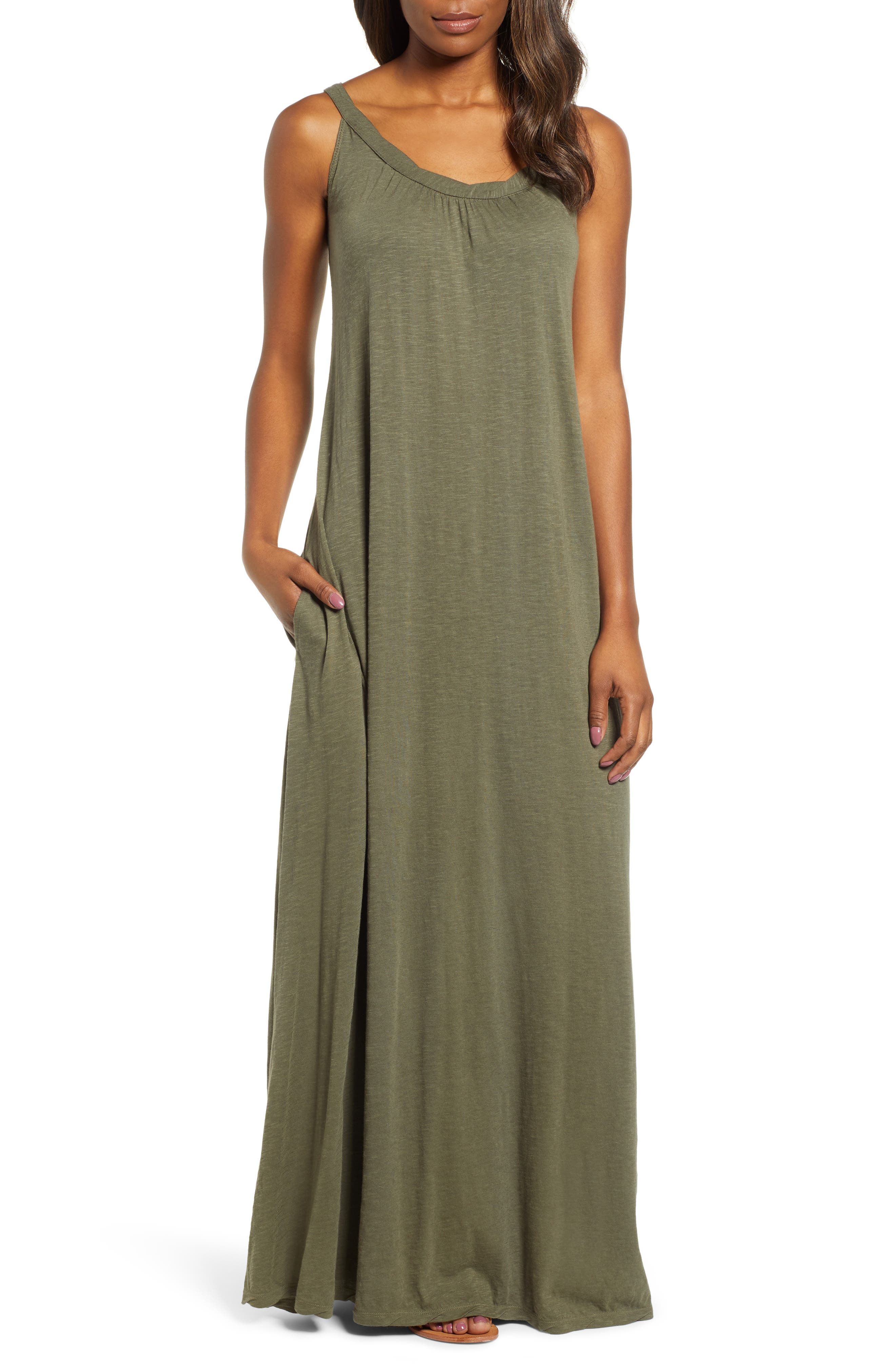 Caslon Twist Neck Maxi Dress, Green